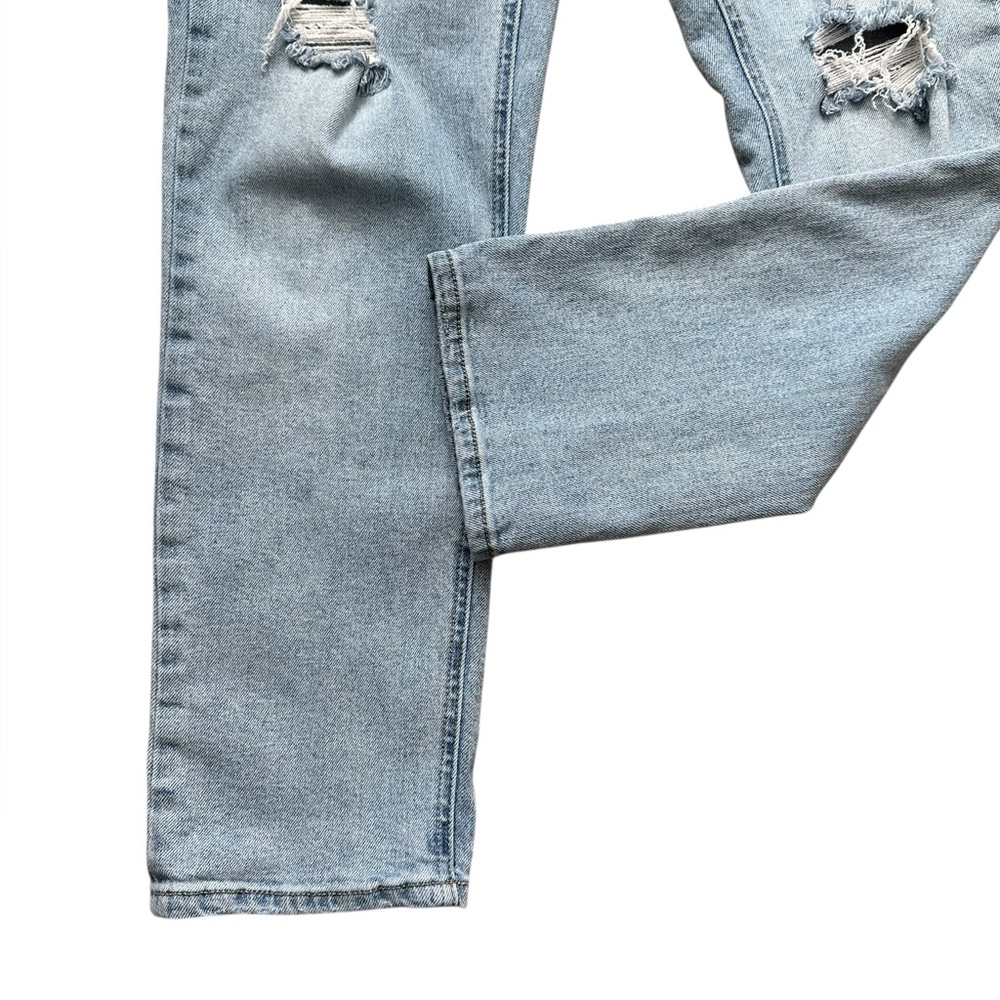 KANCAN faded blue cotton blend distressed straight leg stretch jeans size 28 - Picture 2 of 7